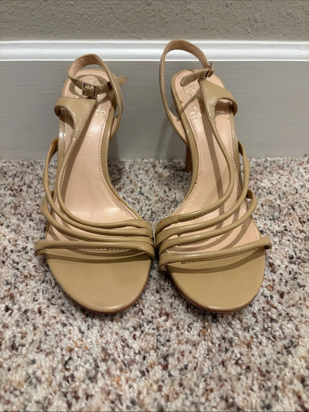Vince Camuto Beige Strappy Slingback Heels